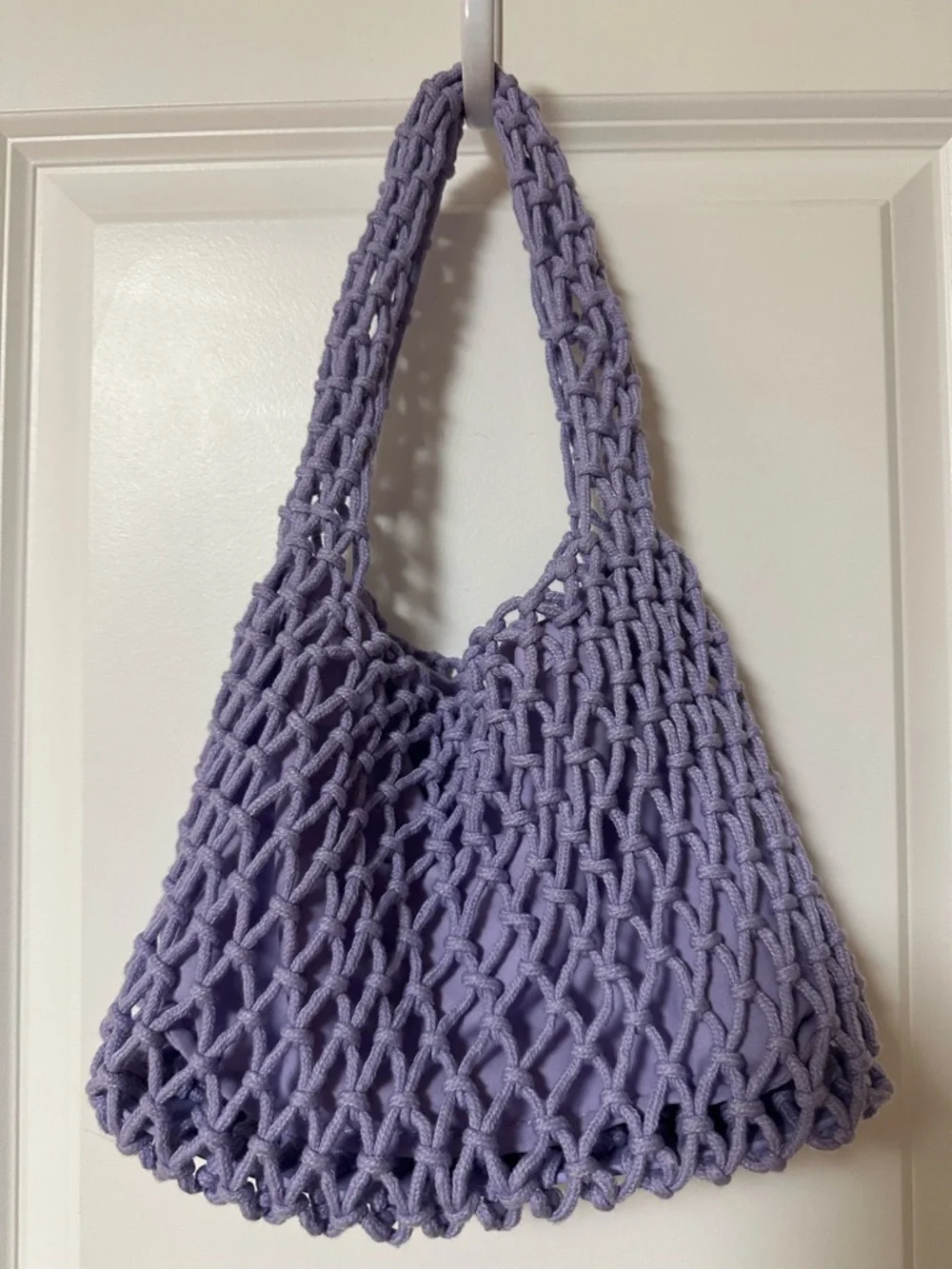 Neiman Marcus Lavender Crochet Net Bag - Picture 7 of 7